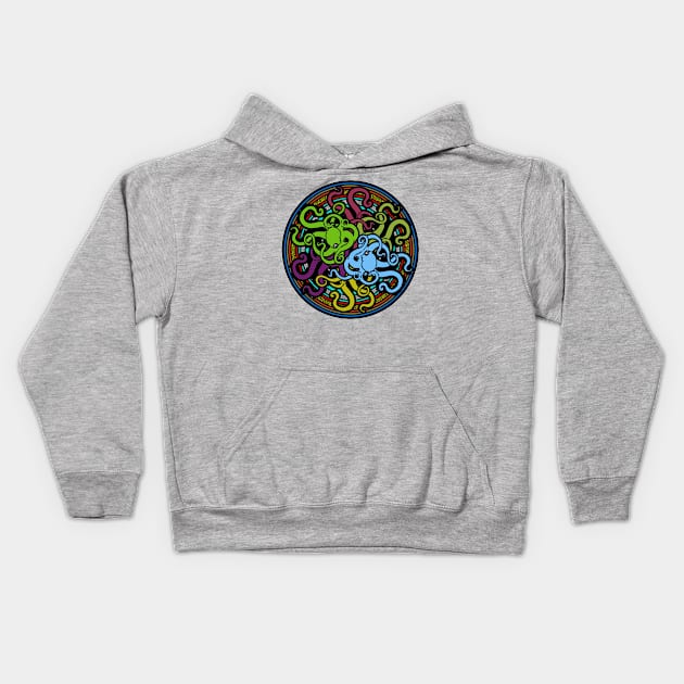 Octopus Mandala - Tentacles of Madness Kids Hoodie by Bits